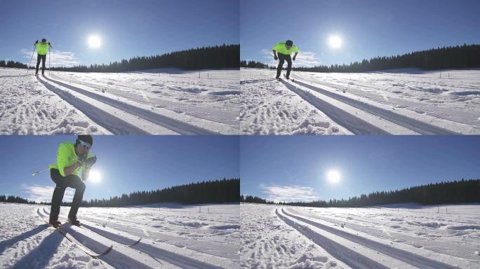 越野滑雪雪地速滑冬季户外