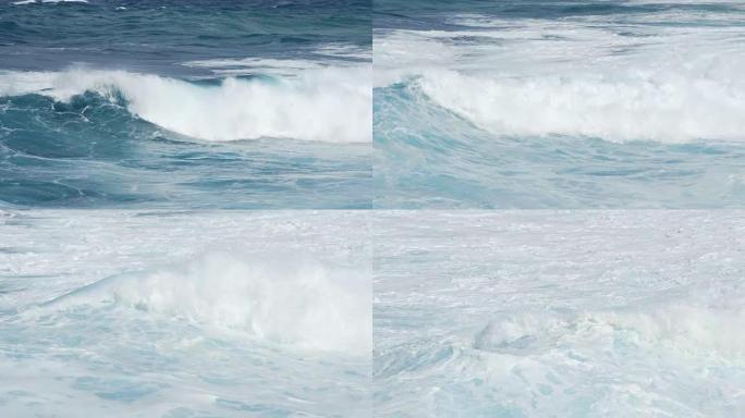 大海浪撞击岸边海浪浪花巨浪