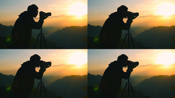 摄影师拍摄的山日落