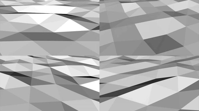 抽象白色和黑色几何三角形多边形背景在无尽循环