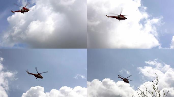 直升机飞越塔特拉山脉