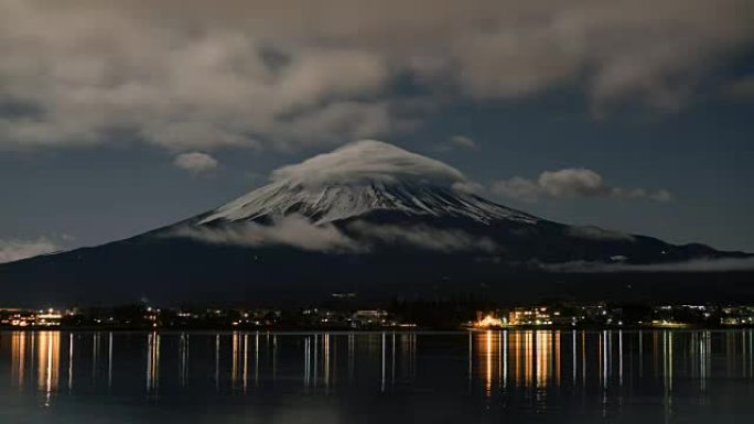 日本富士山夜间的时间流逝