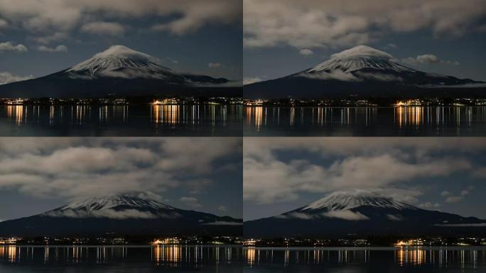 日本富士山夜间的时间流逝