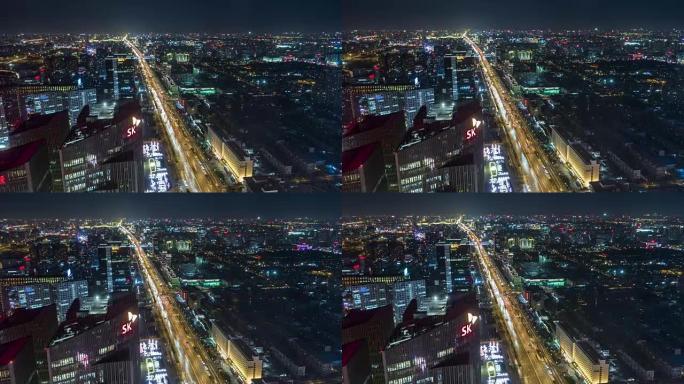 T/L WS河子夜景北京天际线和长安街鸟瞰图