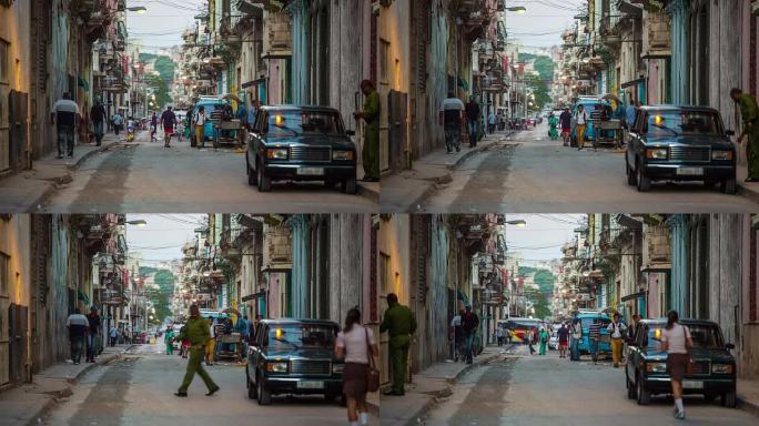 古巴哈瓦那街景街道马路上的人