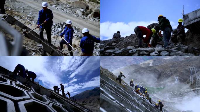 道路修建 工人劳动 建筑施工