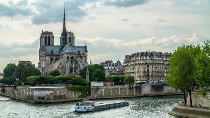 巴黎圣母院欧洲旅游水上建筑水岸风景