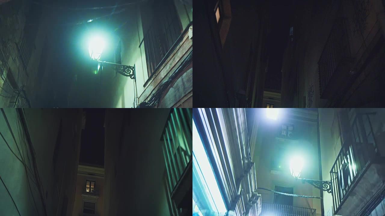 夜晚的城市印象深夜行走在老旧的小巷走夜路