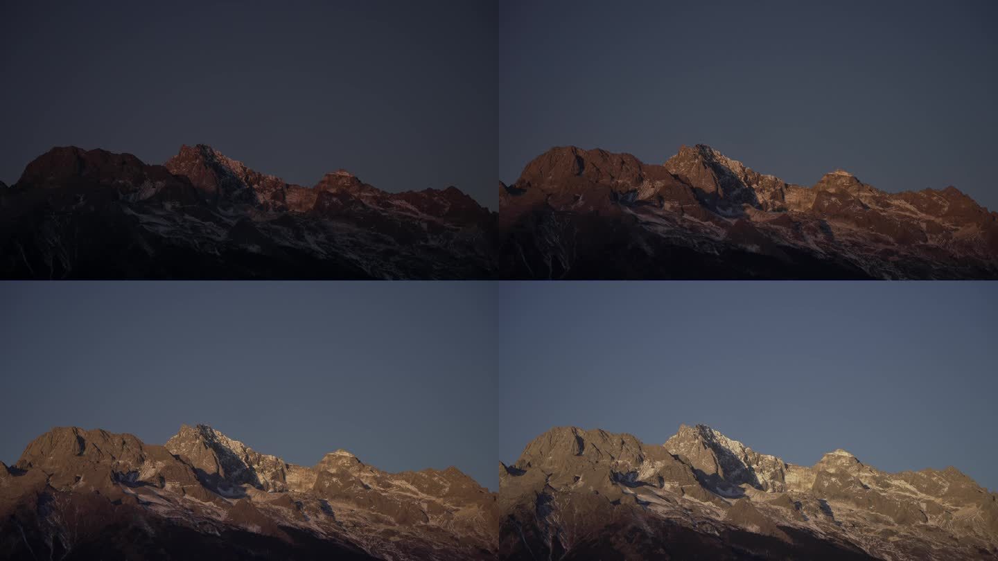玉龙雪山近距离日照金山延时摄影