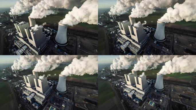 空中: 燃煤发电厂