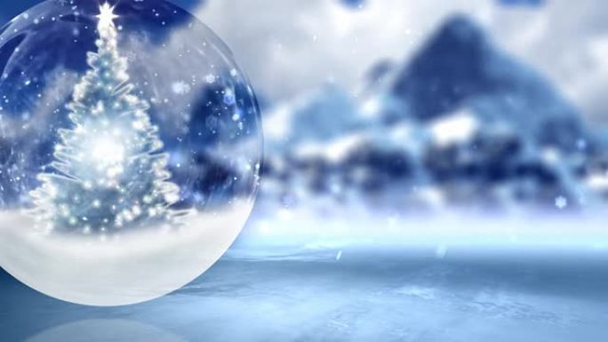 圣诞树水晶球，冬季。