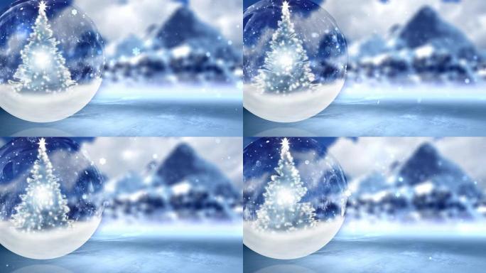 圣诞树水晶球，冬季。