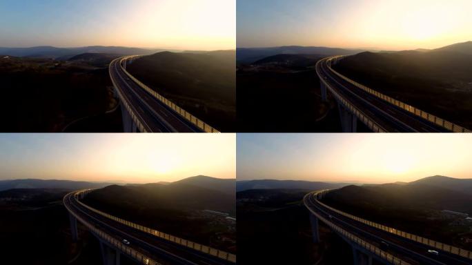 高清合力: 日落时的全景高架桥