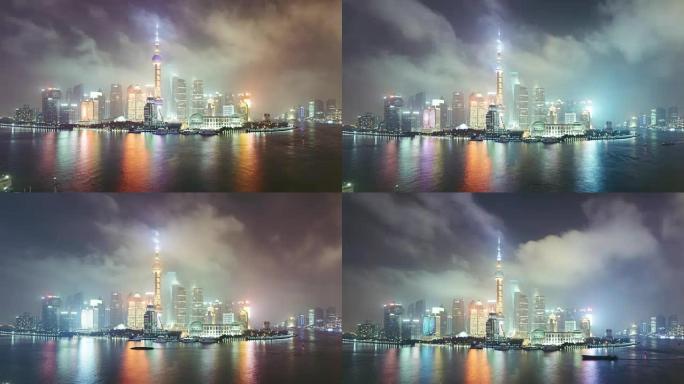 T/L WS HA TU夜间/中国上海市区的高视角