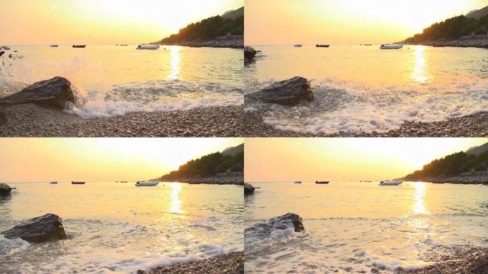 HD SUPER SLOW MO：日落的美丽海湾