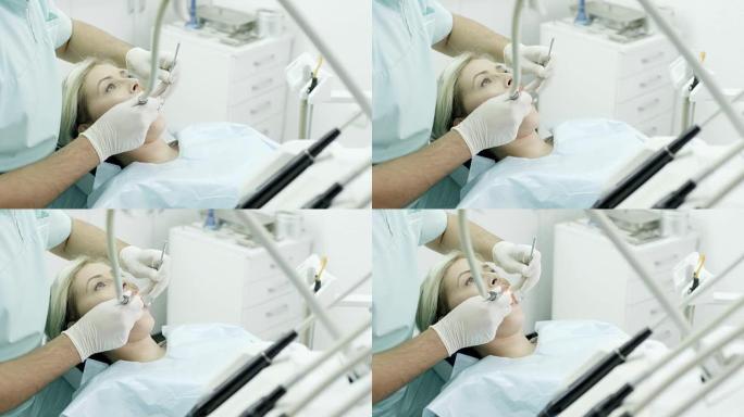牙医的年轻女子口腔问题简洁简约风格专业工
