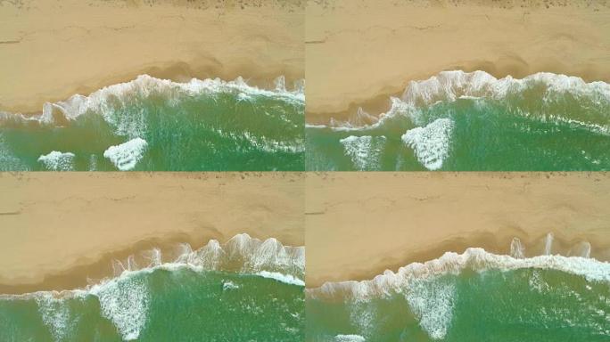 复制空间: 在碧绿的海浪上飞翔，冲刷着空旷的沙滩。