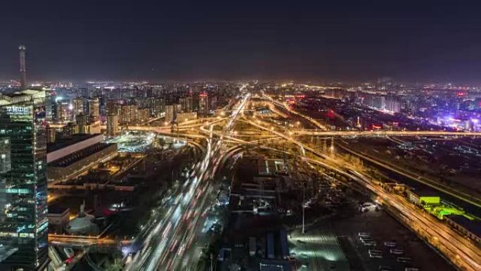 北京夜间T/L WS HA PAN城市交通与道路交汇处 (四会大桥)