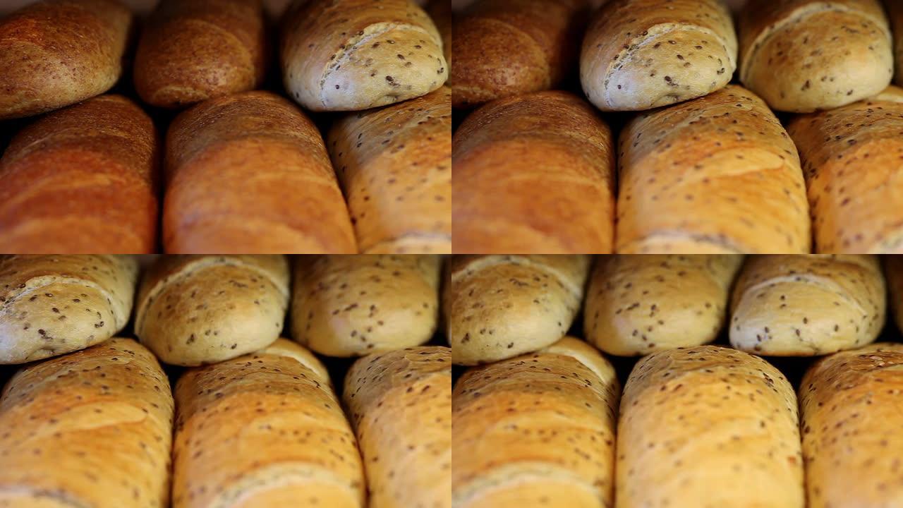 面包小麦制品整齐摆放早餐早点