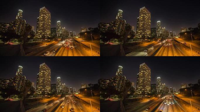 夜晚的洛杉矶高速公路
