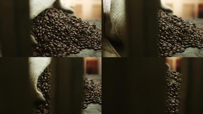 咖啡豆咖啡豆实特写咖啡店