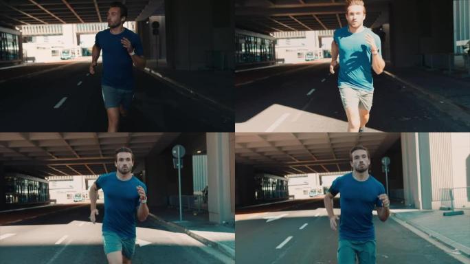 男子在城市环境中慢跑