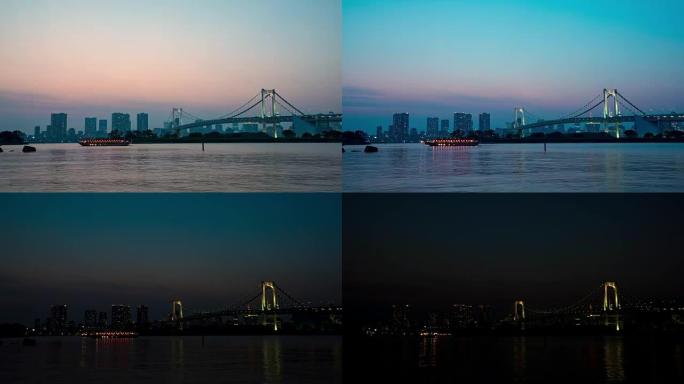东京天际线的T/L 8k彩虹桥