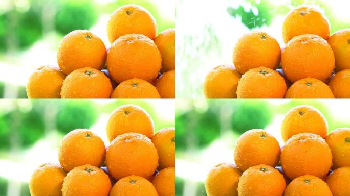 一堆新鲜的橙色 -- 慢动作