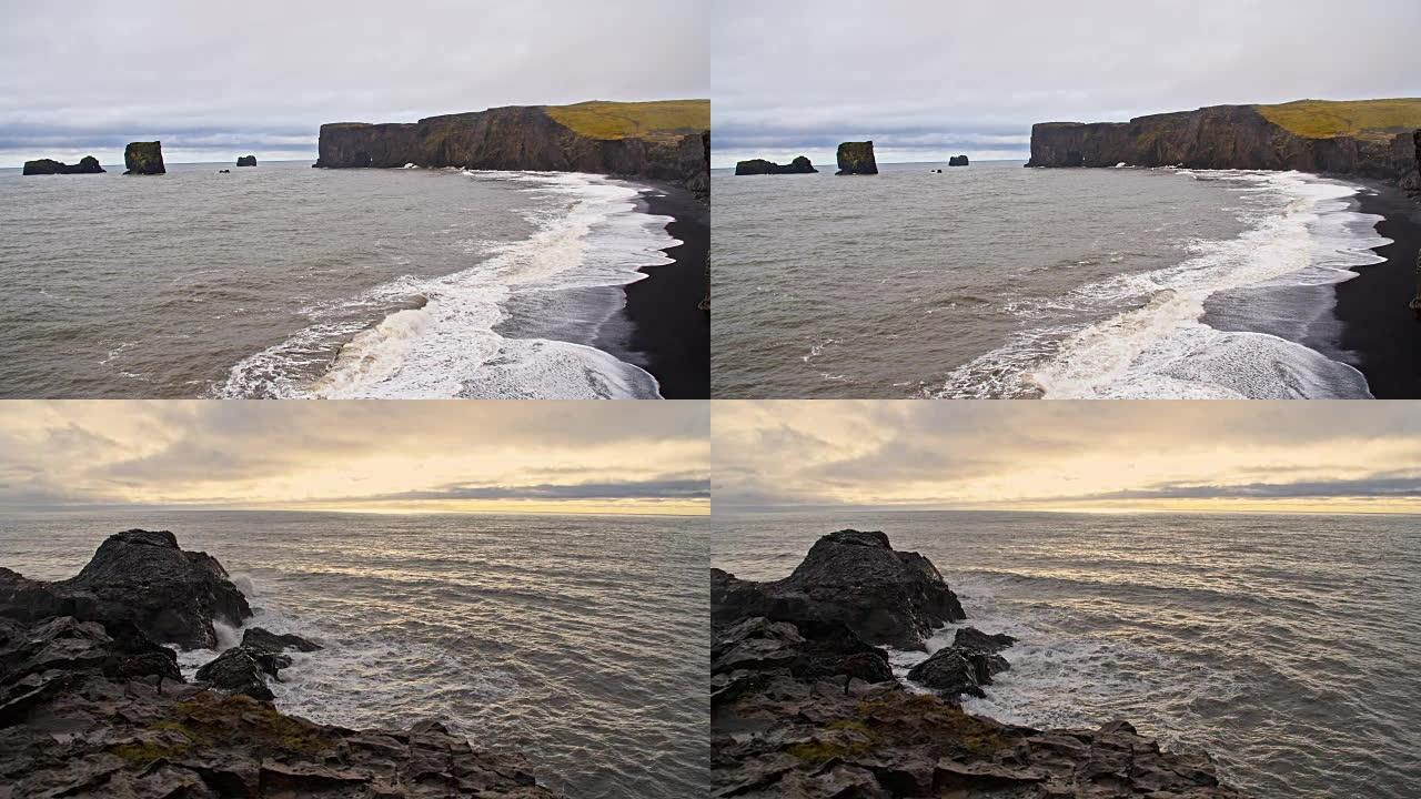 SLO MO DS冰岛岩石海岸线