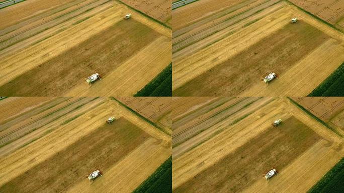 空中联合收割机收割小麦