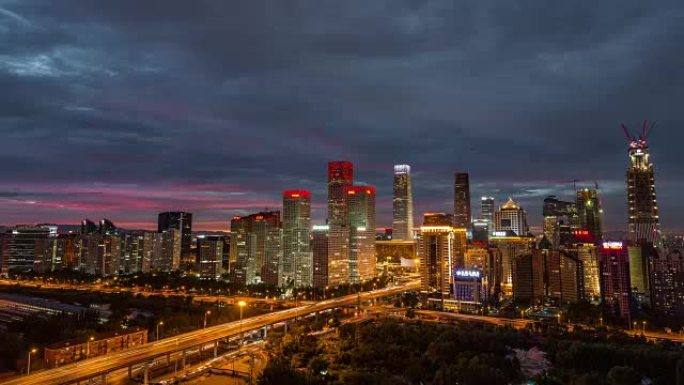 T/L WS HA ZI北京中央商务区黎明时分，昼夜过渡
