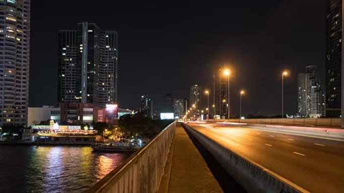曼谷沙吞桥夜间延时，4K(UHD)