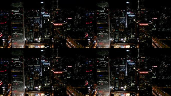 北京CBD区域夜间鸟瞰图