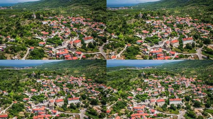 空中: 克罗地亚赫瓦尔的地中海村庄