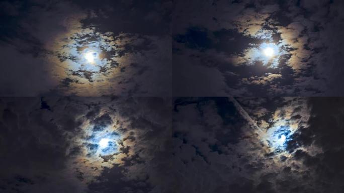 月亮的时光倒流夜空延时明月风起云涌