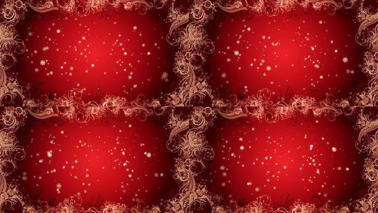 圣诞雪花背景红圈视频素材