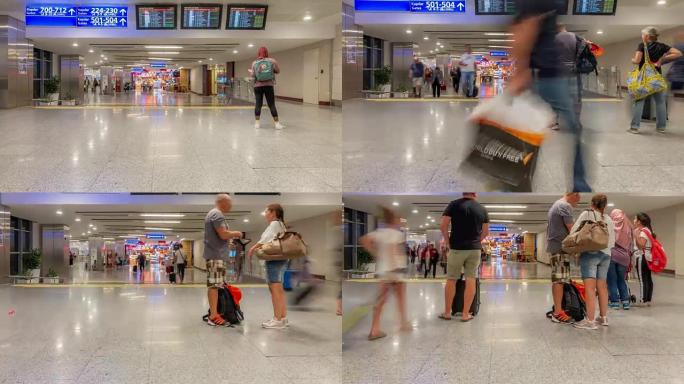 延时: 伊斯坦布尔土耳其出发和转机区的旅客人群
