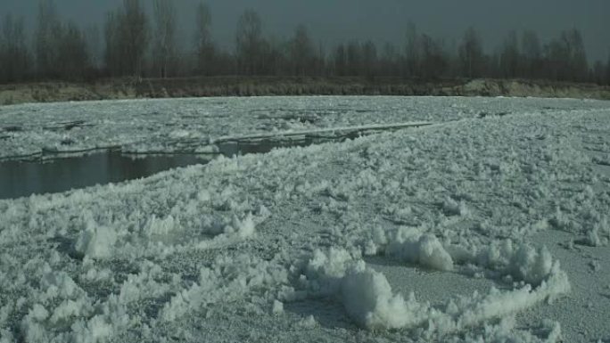 冰冻的河流开始解冻