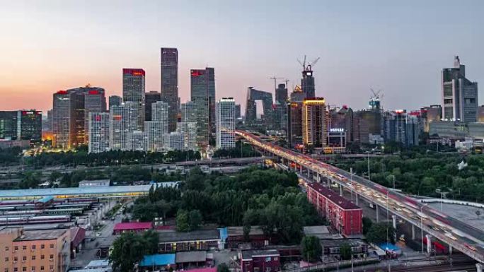 时间流逝-北京的城市景观，从白天到晚上 (WS HA平移)