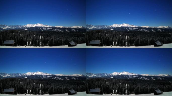 雪山上方的星空蔚蓝天空雪山景色自然景观