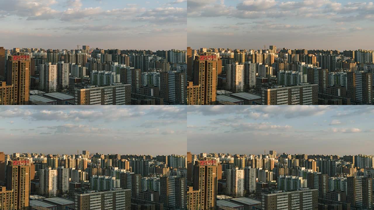 T/L WS HA北京居民区城市景观在戏剧性的天空下
