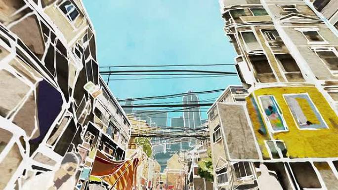 孟买街。动画。旅游景点景区街道
