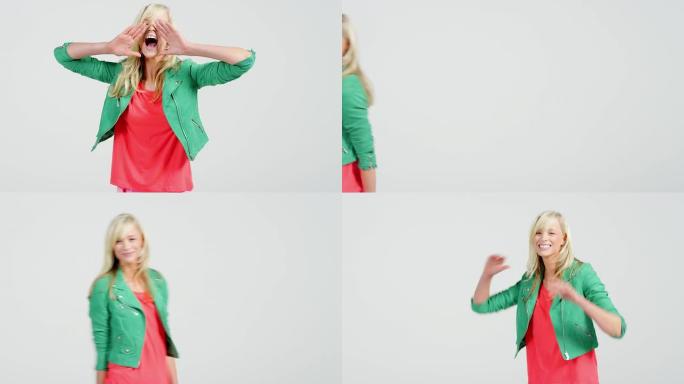 一名女子在镜头前摆姿势