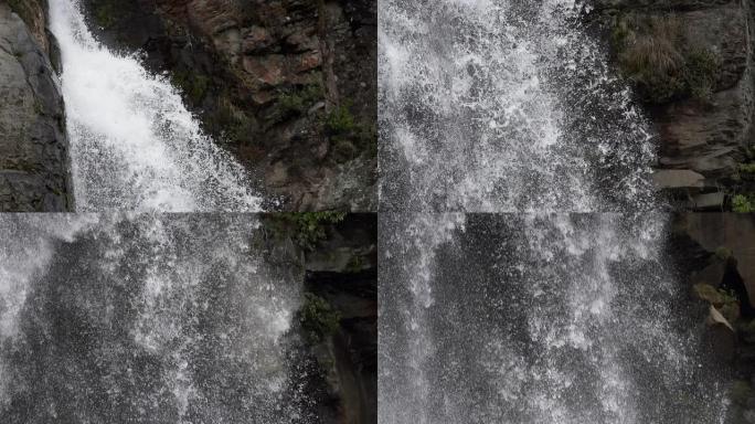 慢动作：瀑布特写森林海氧吧瀑布溪流水