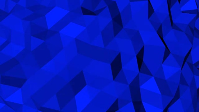 抽象蓝色和黑色几何三角形多边形背景在无尽循环，4K(UHD)