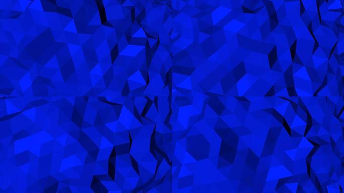 抽象蓝色和黑色几何三角形多边形背景在无尽循环，4K(UHD)