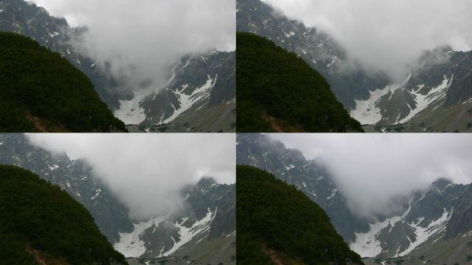 云层高山高峰，春天，波兰，自然