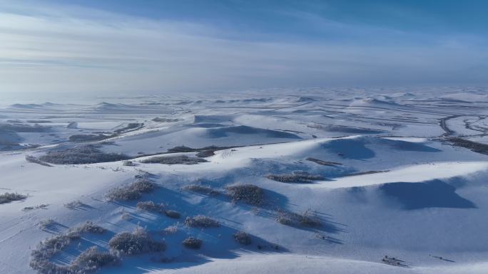 航拍4K内蒙古雪域雪原风光