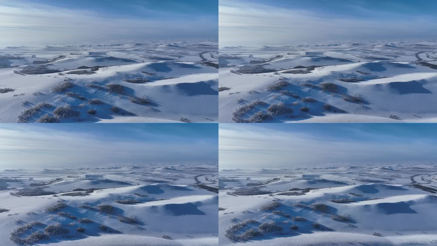 航拍4K内蒙古雪域雪原风光