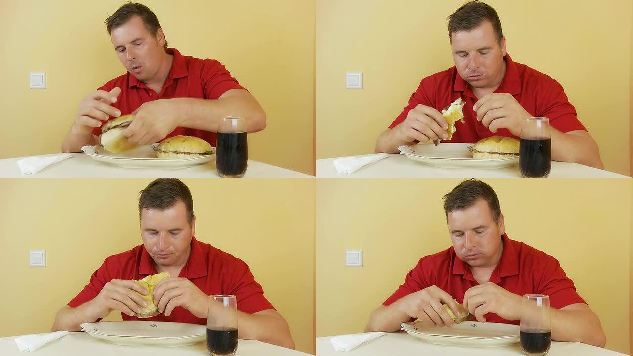 高清时间片段：吃三个汉堡的男人